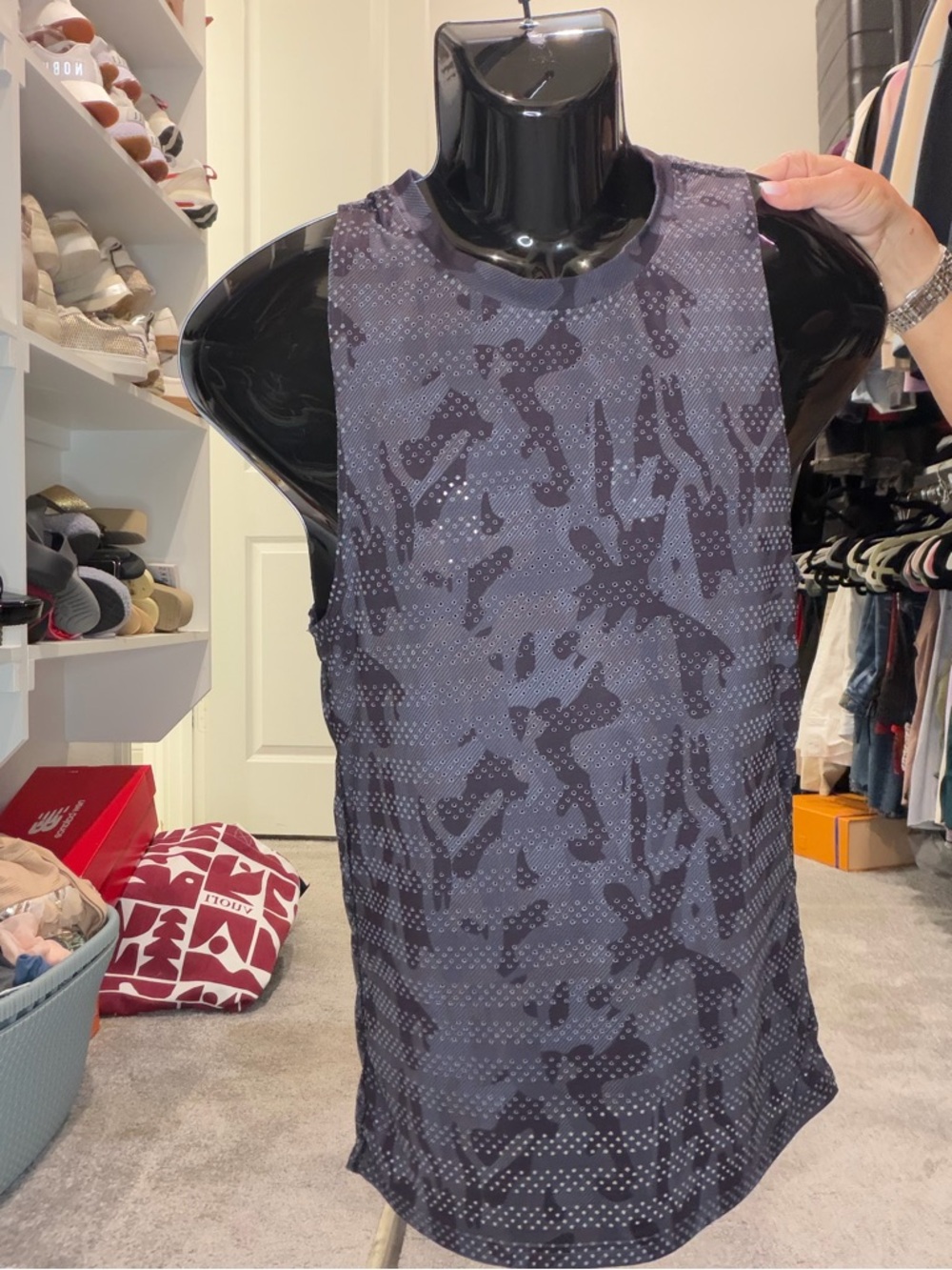 ZYIA Black and Charcoal Camouflage Performance Tank Top